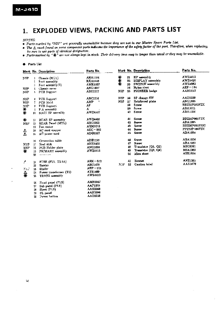 PIONEER M-J410 M-J310 service manual (2nd page)