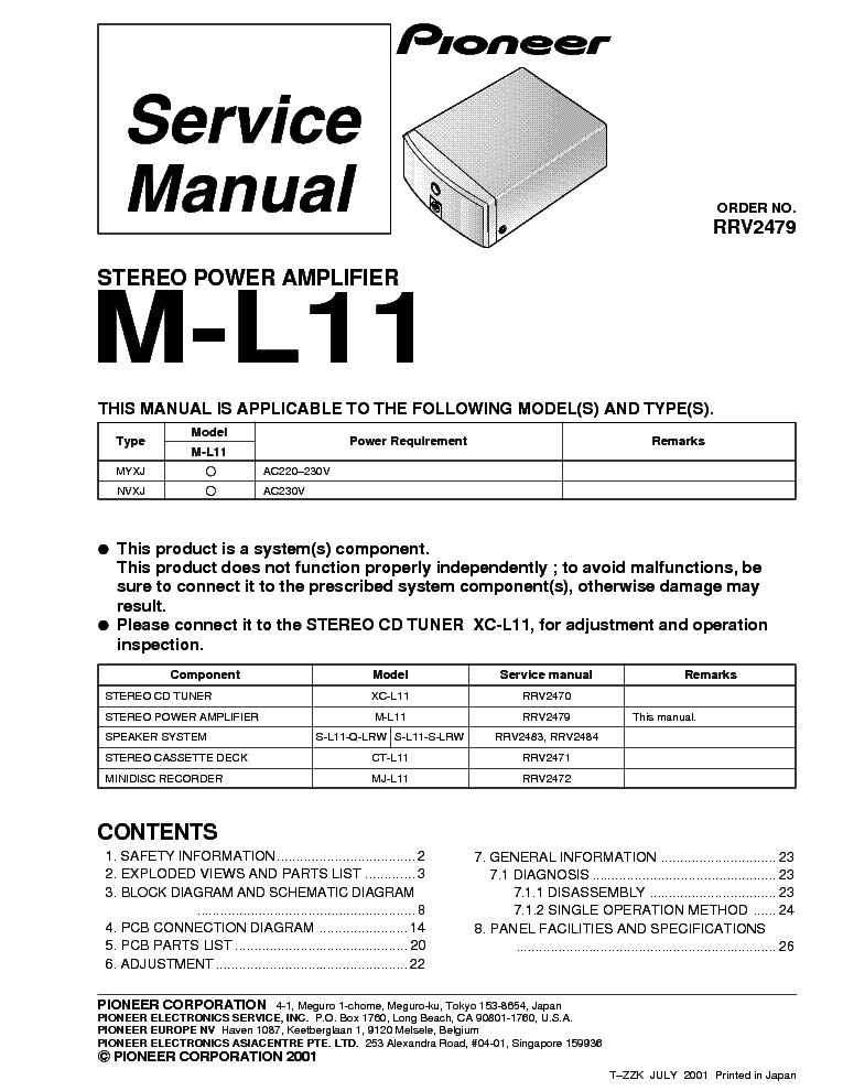 PIONEER M-L11 SM service manual (1st page)