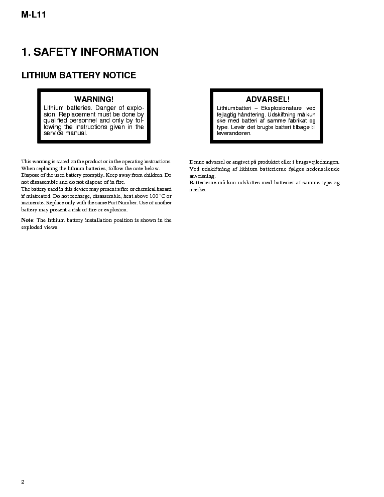 PIONEER M-L11 SM service manual (2nd page)