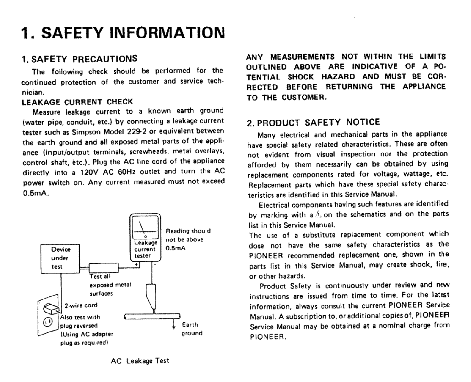 PIONEER M90A M91 service manual (2nd page)