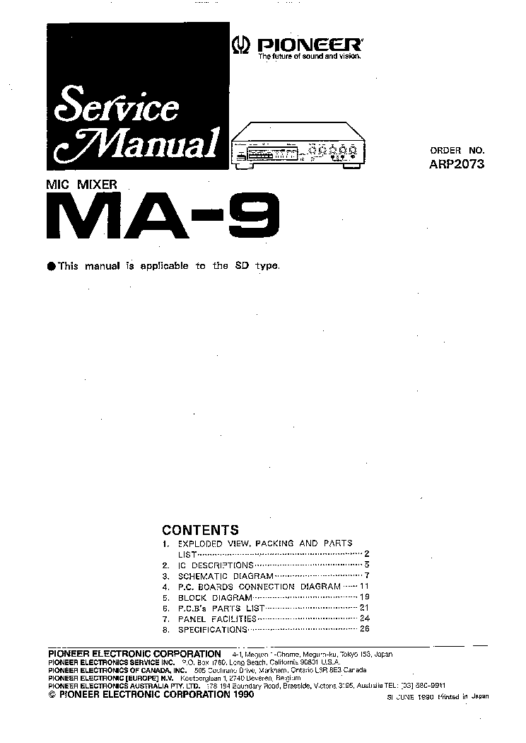 PIONEER MA9 service manual (1st page)