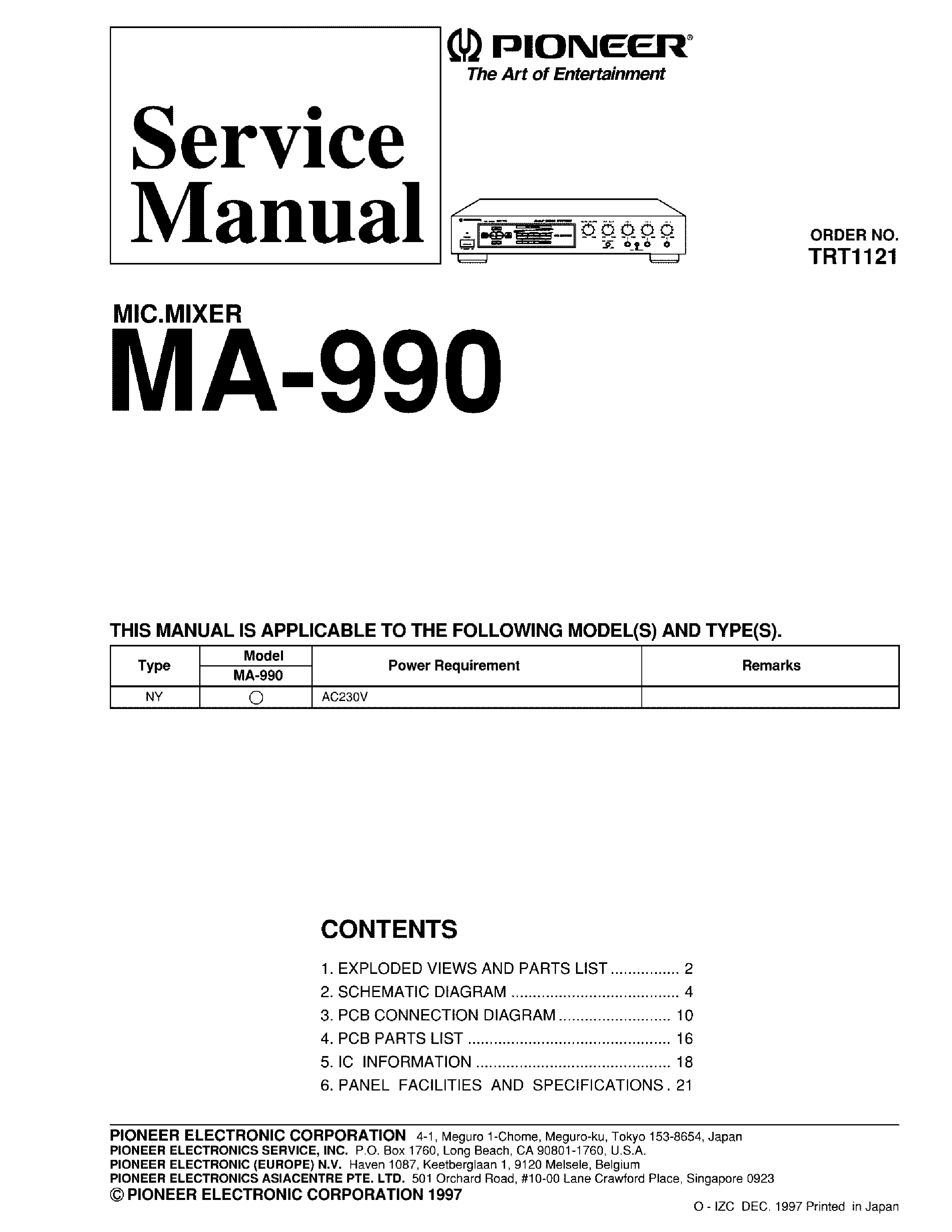 PIONEER MA990 service manual (1st page)
