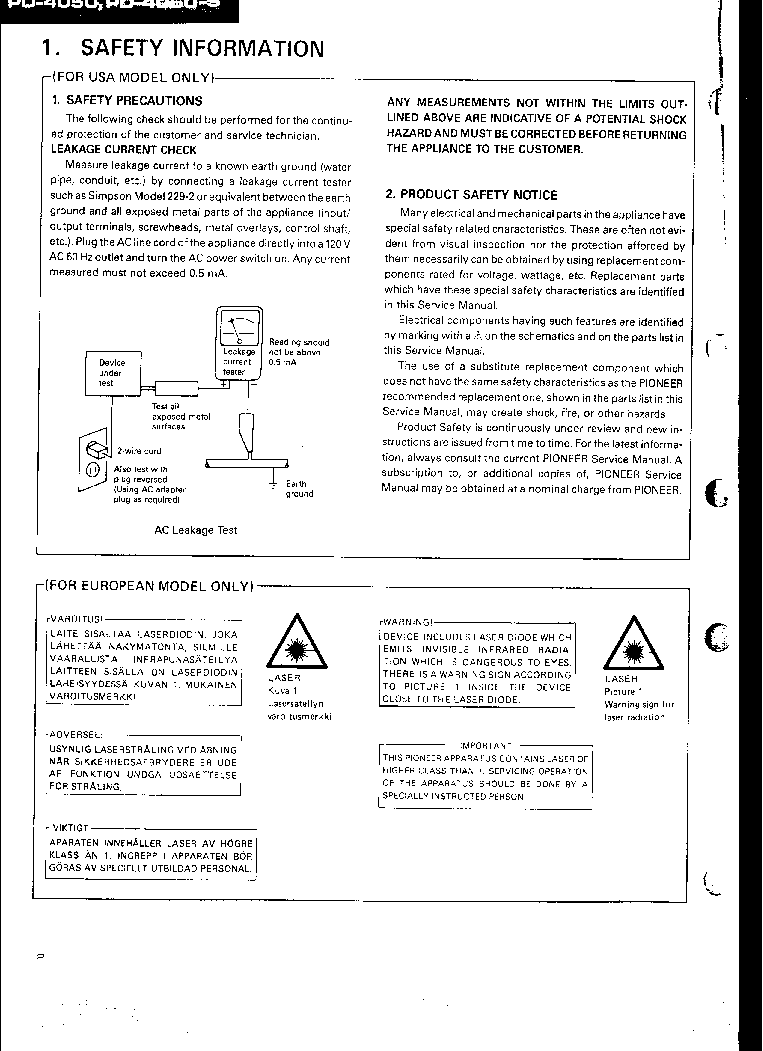 PIONEER PD-4050-S ARP1332 service manual (2nd page)