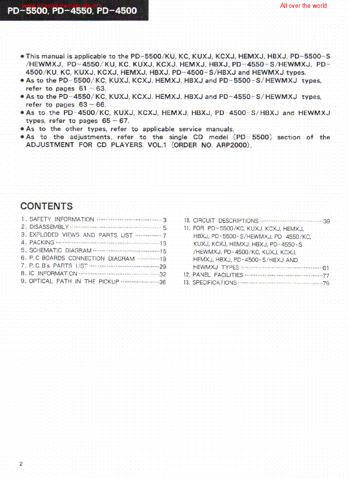 PIONEER PD-5500 PD-4550 PD-4500-S SM service manual (2nd page)