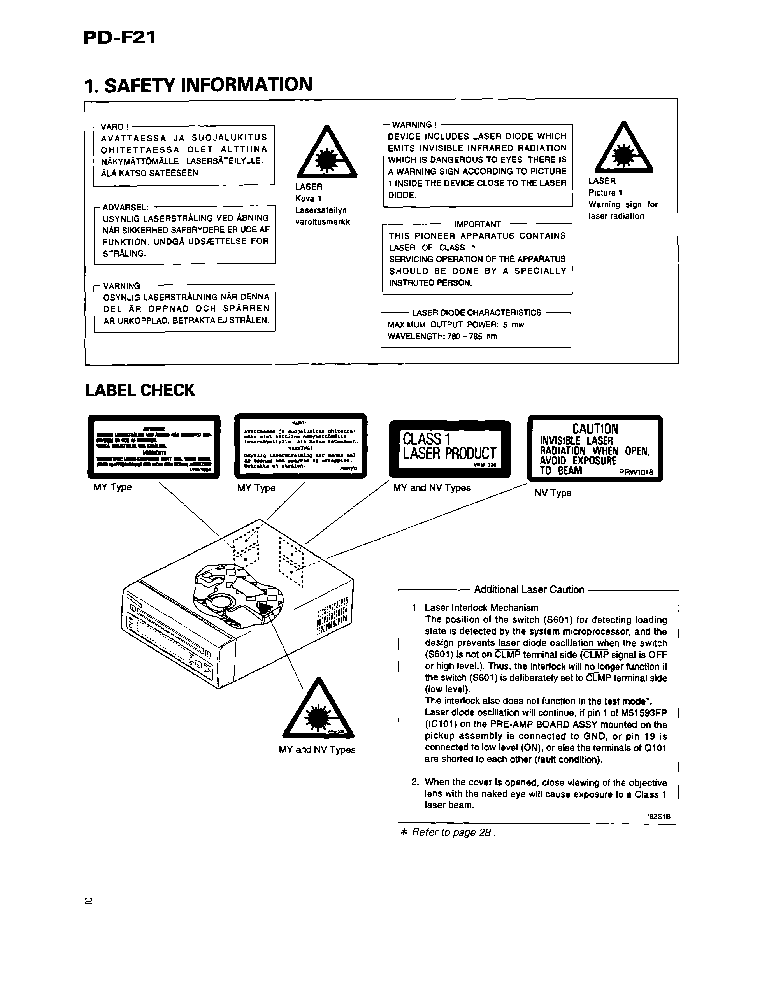 PIONEER PD-F21-RRV-1727-CD service manual (2nd page)