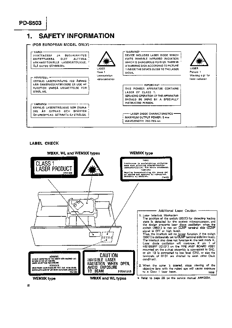 PIONEER PD-S503 SM service manual (2nd page)