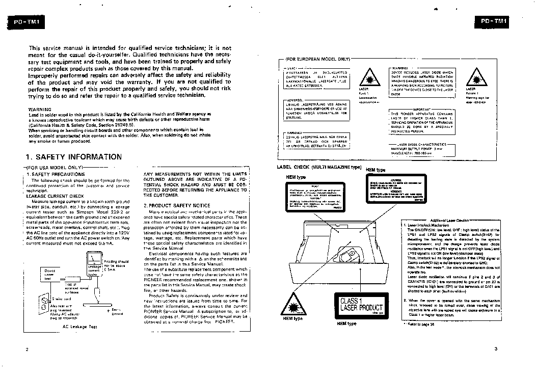 PIONEER PD-TM1 ARP2205 SM service manual (2nd page)