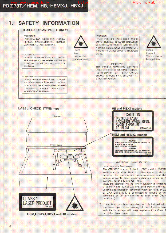 PIONEER PD-Z73T ARP1903 service manual (2nd page)