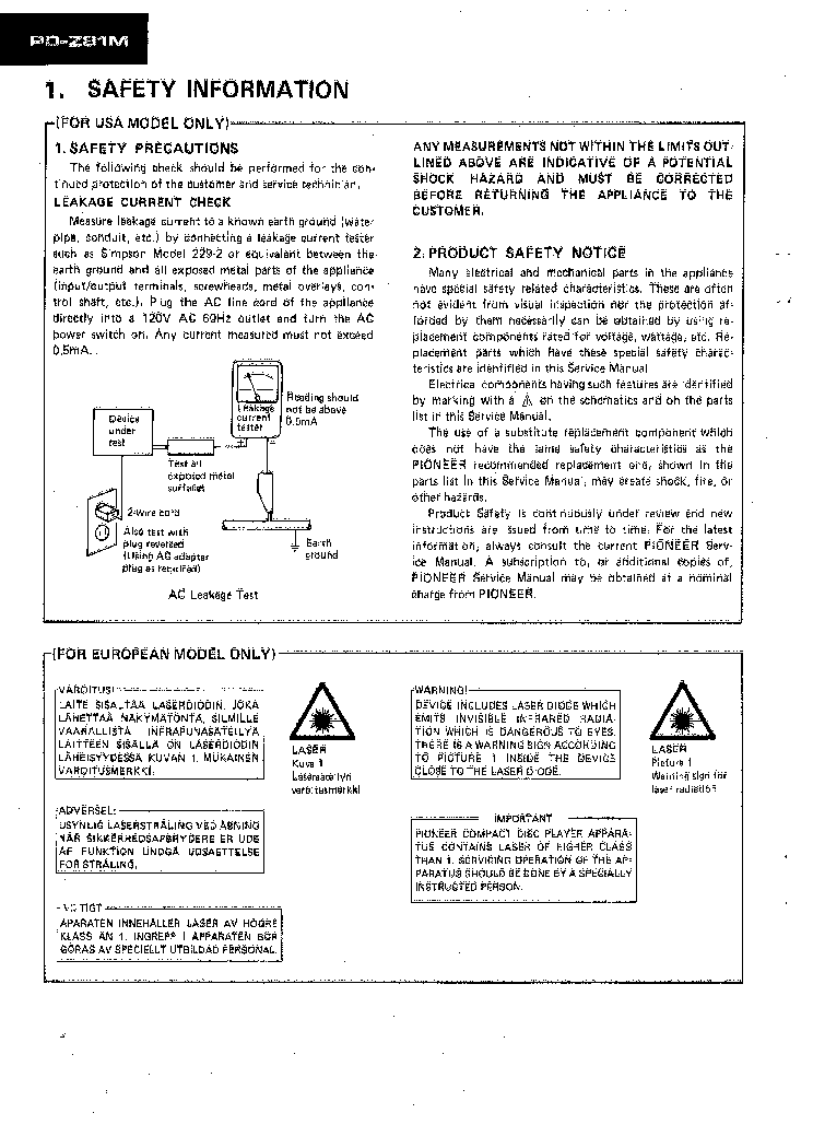 PIONEER PD-Z81M SM service manual (2nd page)