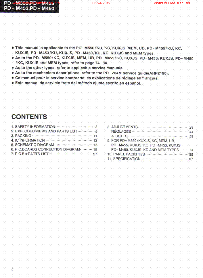 PIONEER PD M550 service manual (2nd page)
