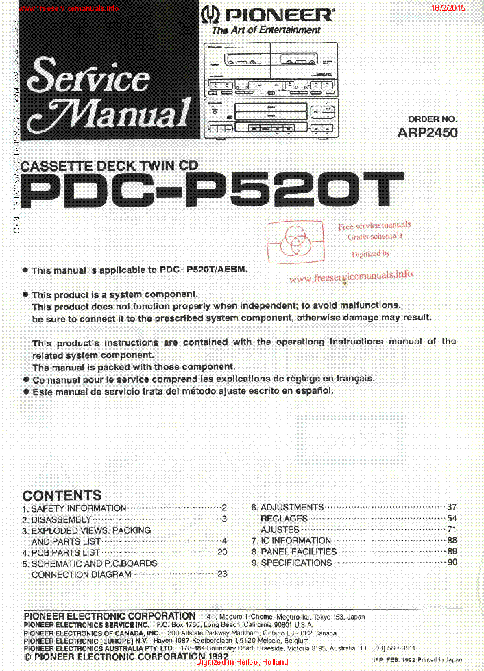 PIONEER PDC-P520T SM service manual (1st page)