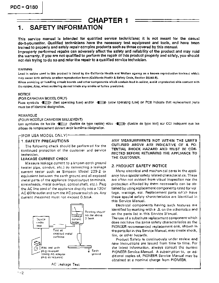 PIONEER PDC-Q180 SM service manual (2nd page)