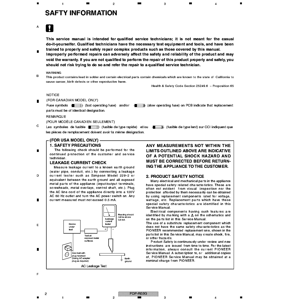 PIONEER PDP-R03G ARP3119 service manual (2nd page)