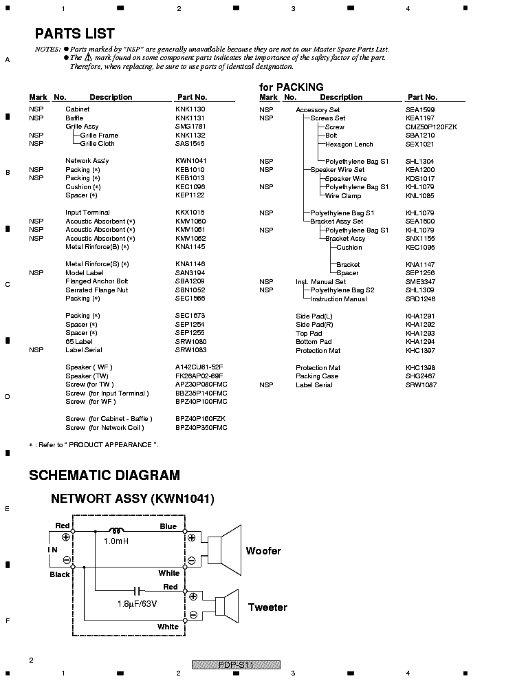 PIONEER PDP-S11 service manual (2nd page)