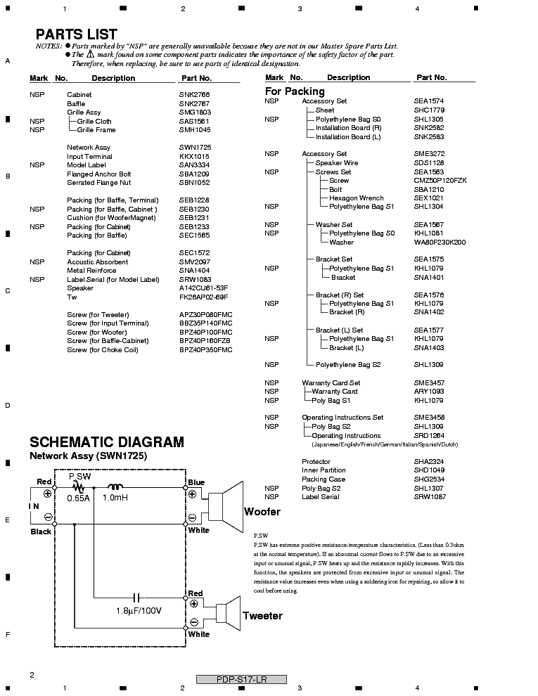 PIONEER PDP-S17-LR service manual (2nd page)