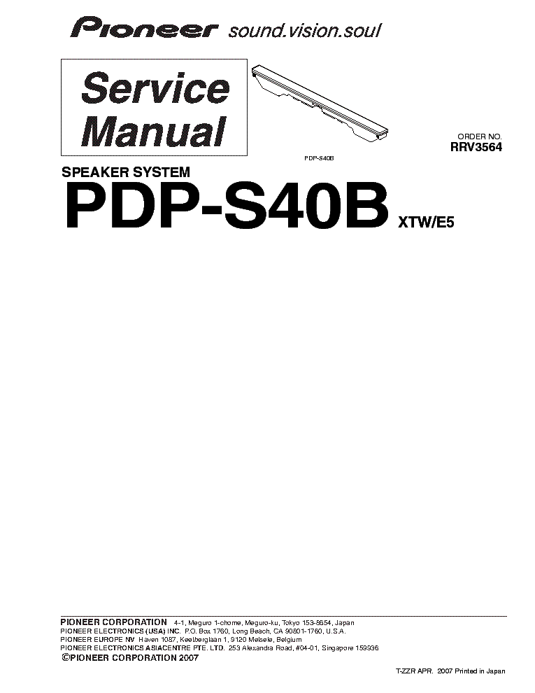 PIONEER PDP-S40B service manual (1st page)