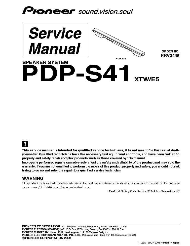 PIONEER PDP-S41 SM service manual (1st page)