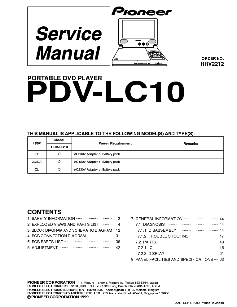 PIONEER PDV-LC10 SM service manual (1st page)