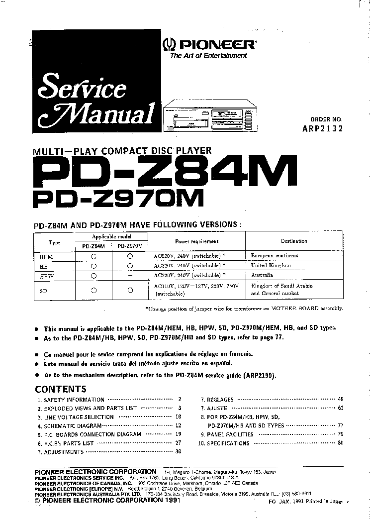 PIONEER PDZ84M PDZ970M SM service manual (1st page)