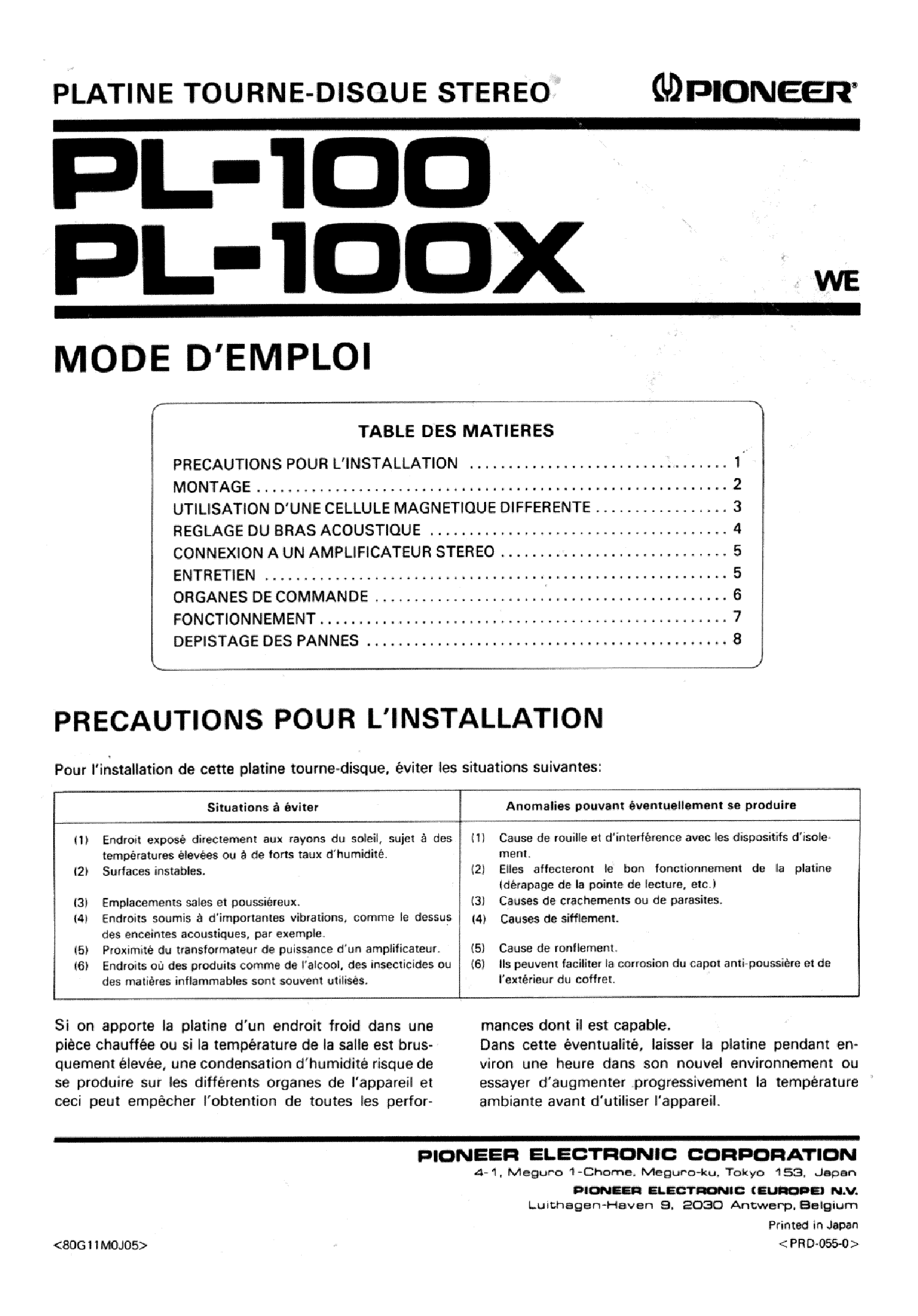PIONEER PL-100 100X SM 1 service manual (2nd page)