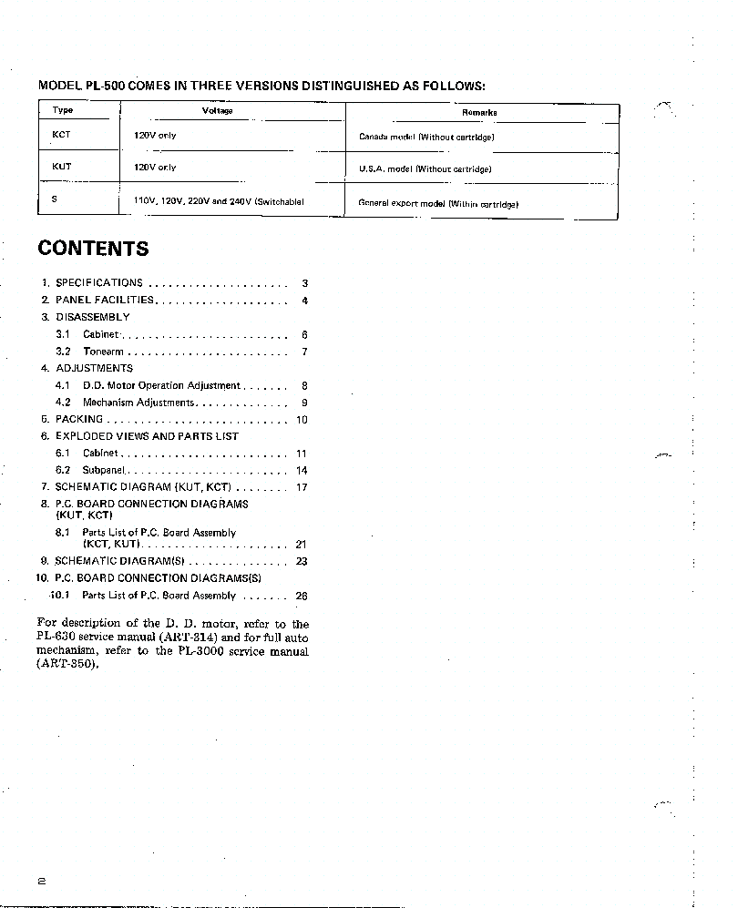 PIONEER PL-500 TURNTABLE service manual (2nd page)
