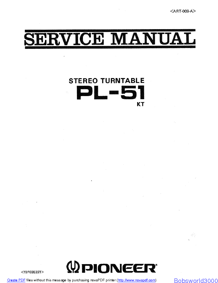 PIONEER PL-51 SM service manual (1st page)
