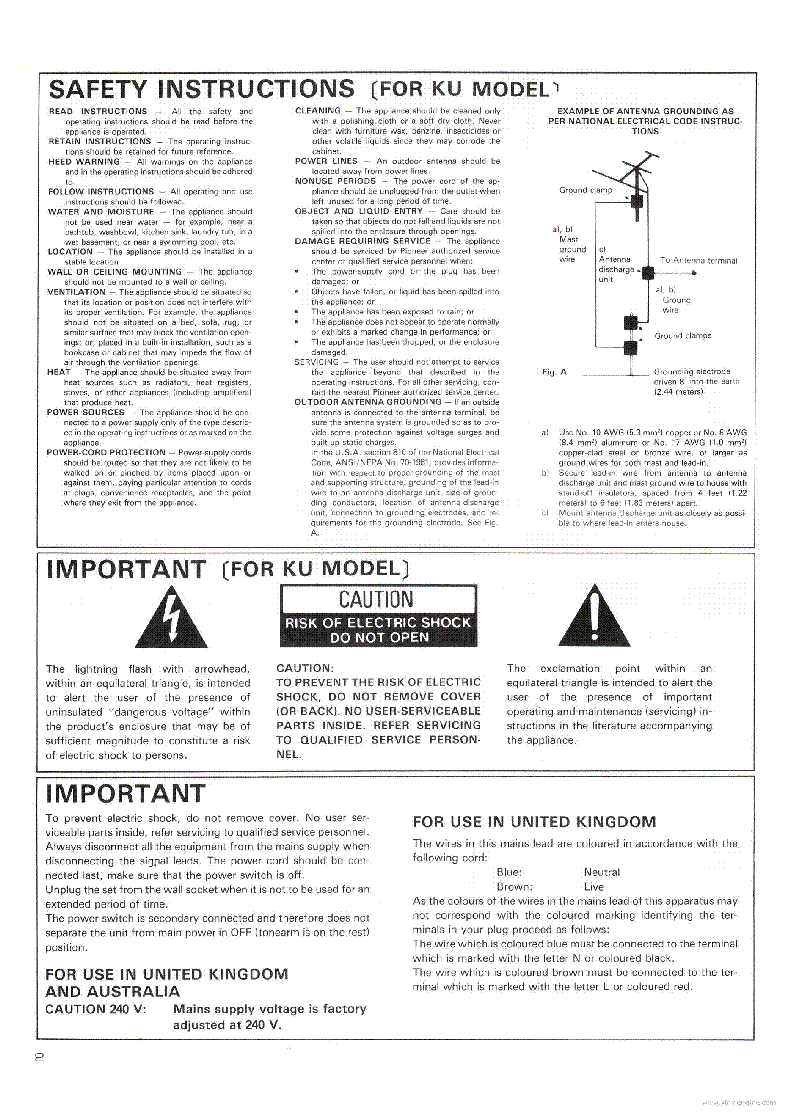 PIONEER PL-740 STEREO TURNTABLE 1983 OP SM service manual (2nd page)