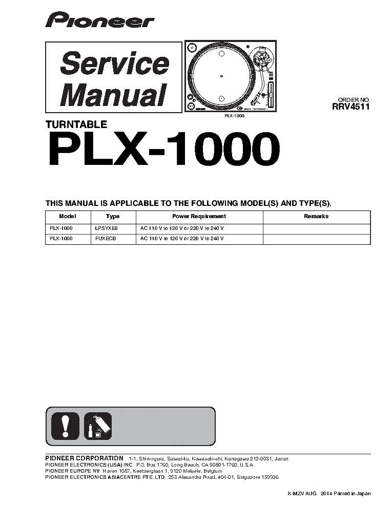 PIONEER PLX-1000 SM service manual (1st page)