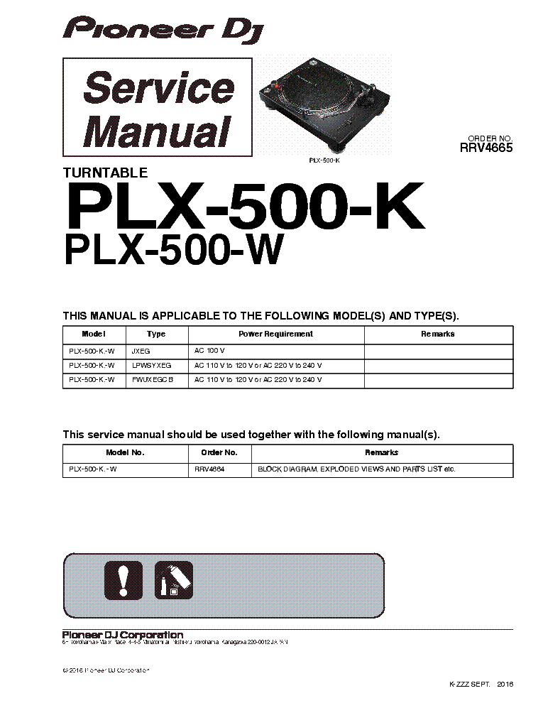 PIONEER PLX-500KW SM Service Manual download, schematics, eeprom