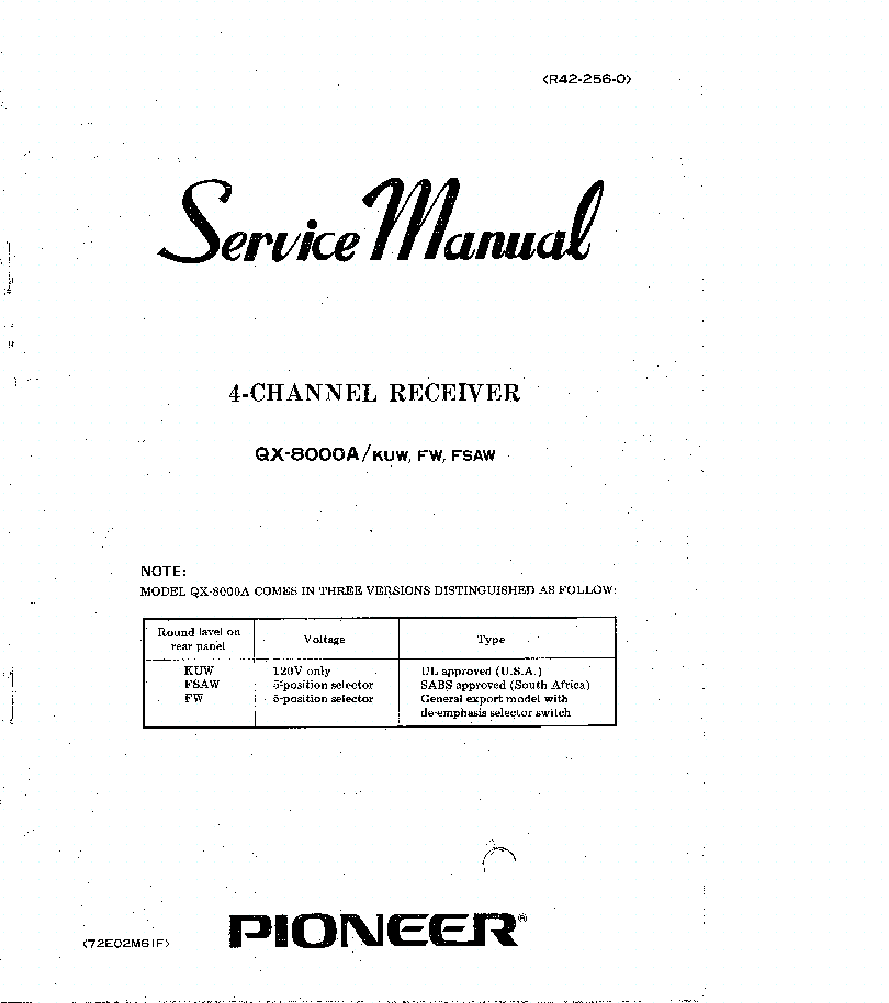 PIONEER QX-8000A SM service manual (1st page)