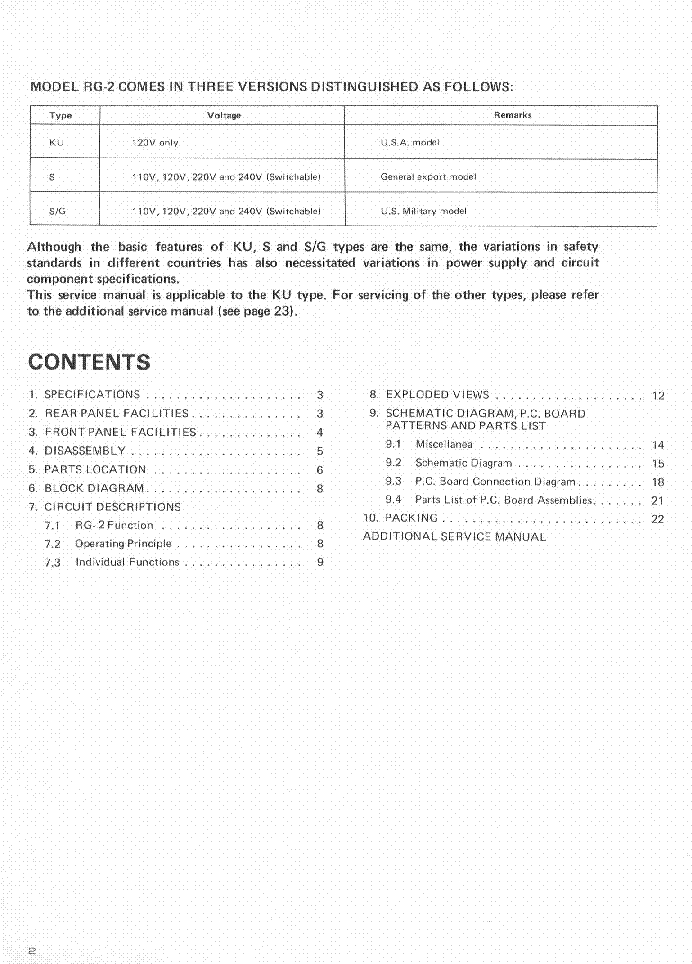 PIONEER RG-2 service manual (2nd page)