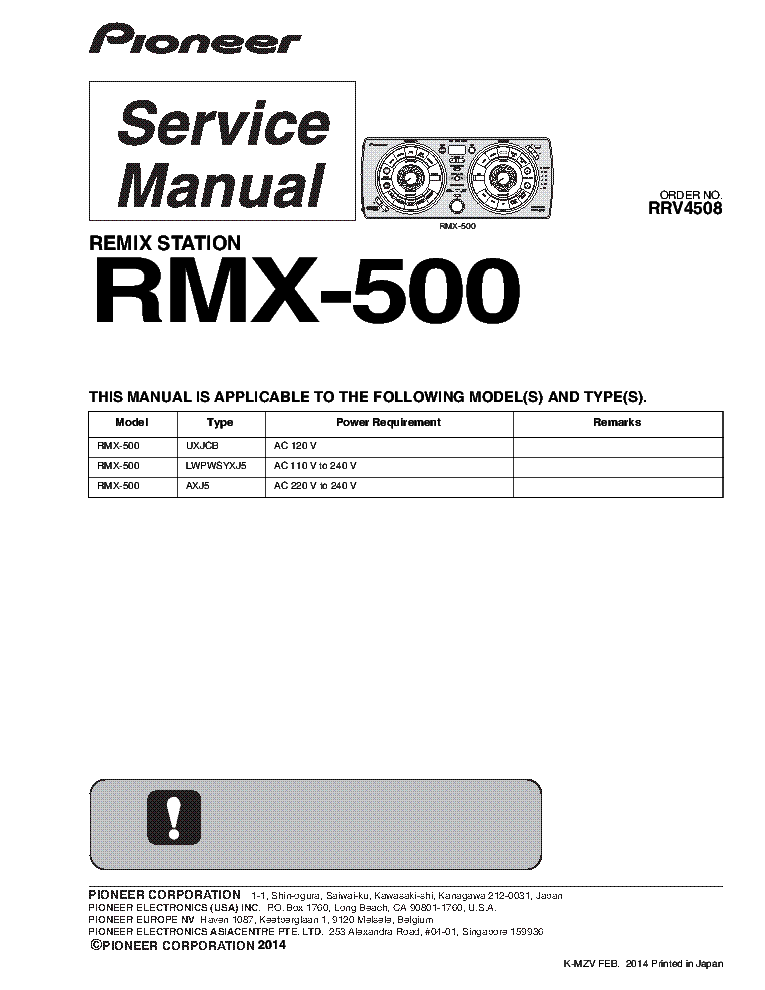 PIONEER RMX-500 RRV4508 REMIX STATION service manual (1st page)