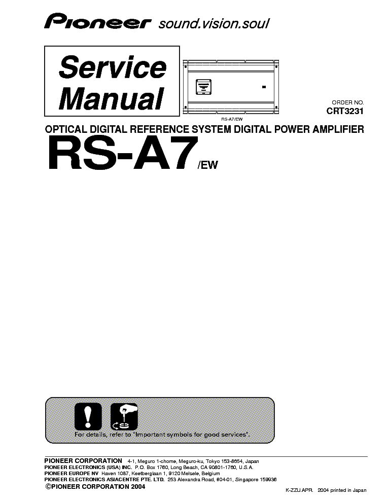PIONEER RS-A7 service manual (1st page)