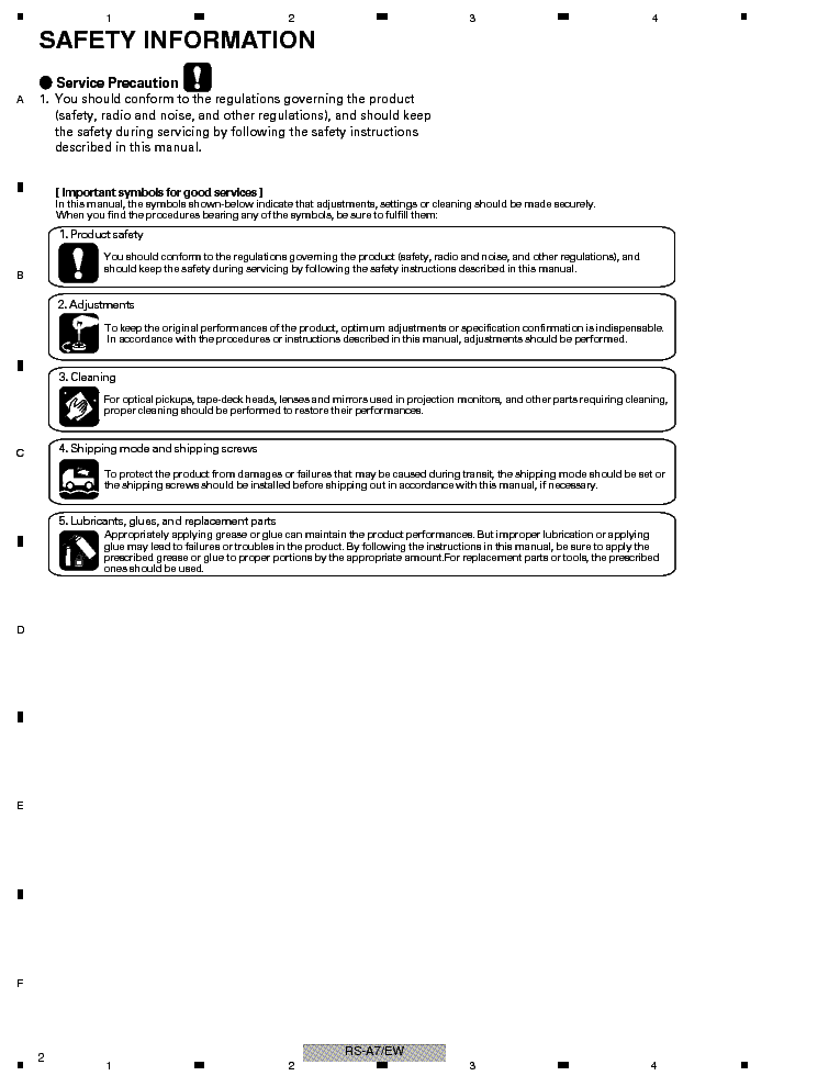 PIONEER RS-A7 service manual (2nd page)