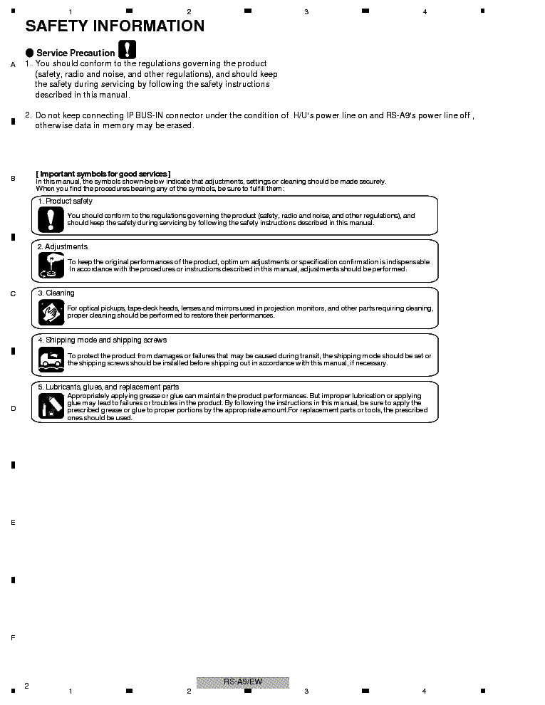 PIONEER RS-A9 service manual (2nd page)