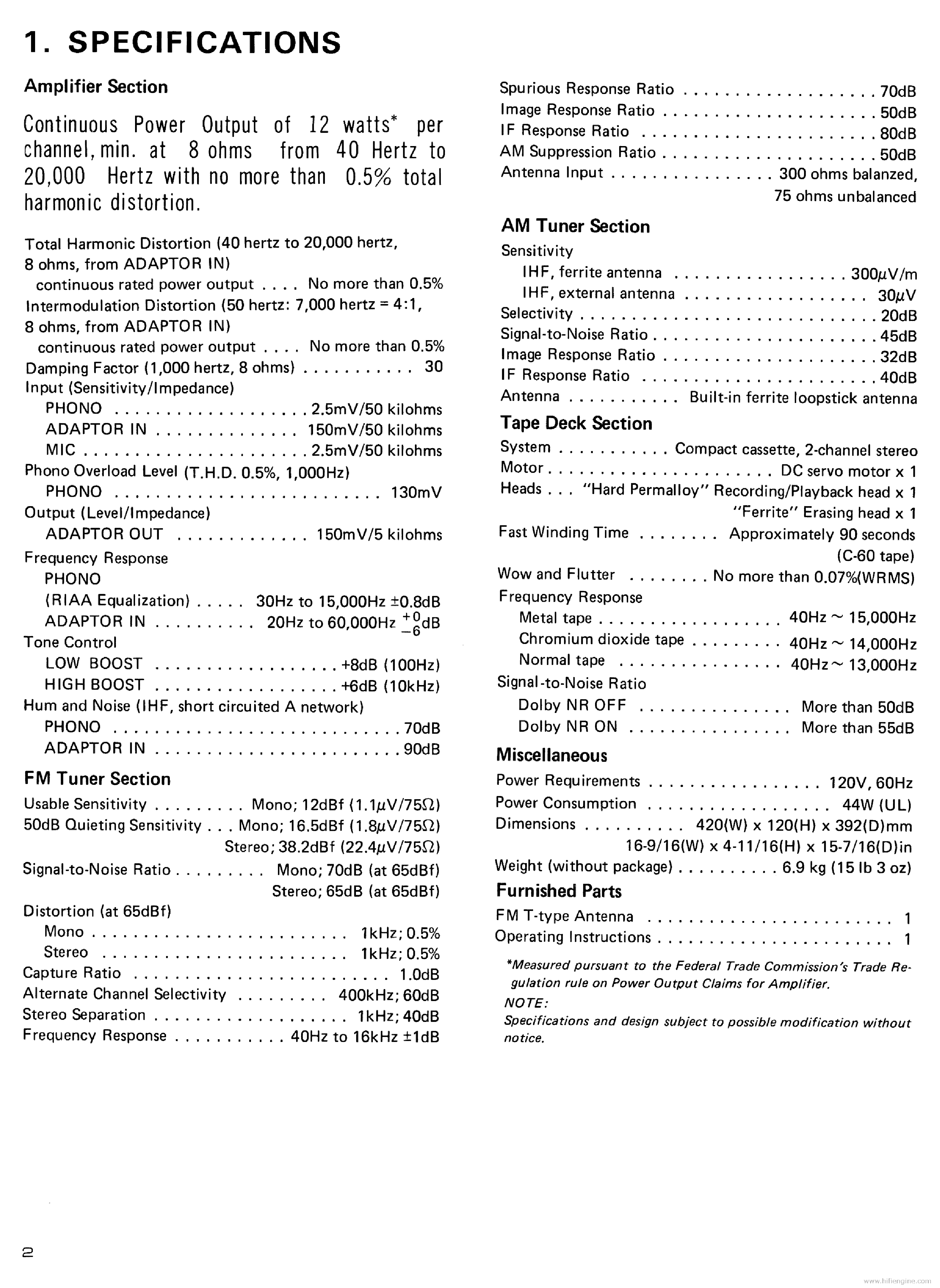 PIONEER RX-10 ARP0050 service manual (2nd page)