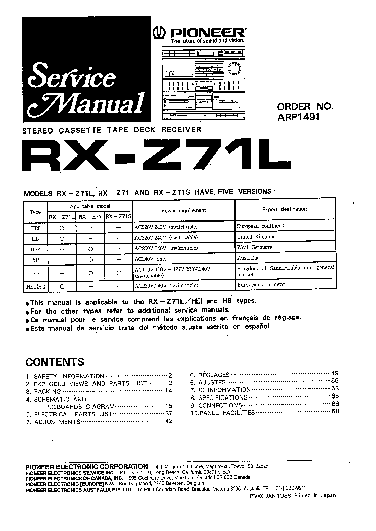 PIONEER RX-Z71L SM service manual (1st page)