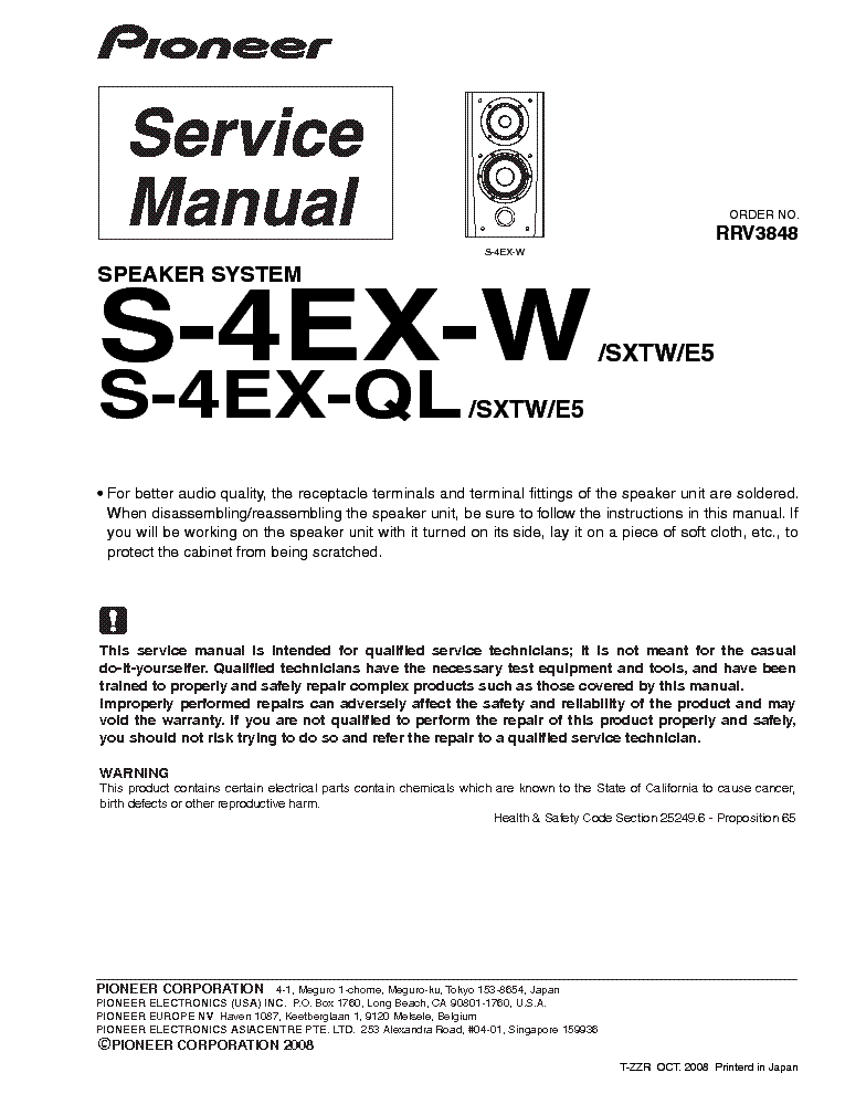 PIONEER S-4EX-W QL SM service manual (1st page)