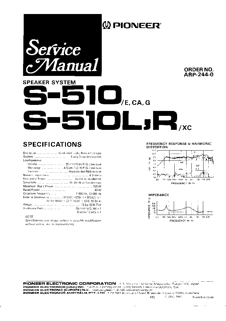 PIONEER S-510-L-R SM service manual (1st page)