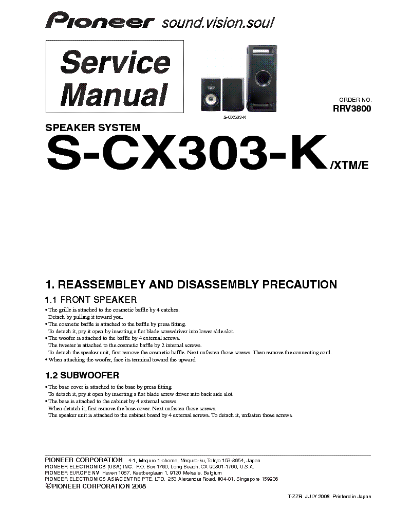 PIONEER S-CX303-K SM service manual (1st page)
