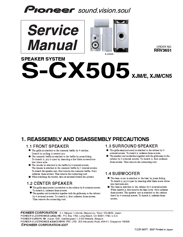 PIONEER S-CX505 SM service manual (1st page)