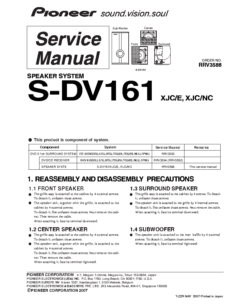 PIONEER S-DV161 SM service manual (1st page)