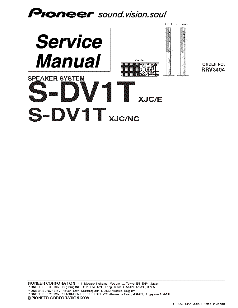 PIONEER S-DV1T SM Service Manual download, schematics, eeprom, repair ...