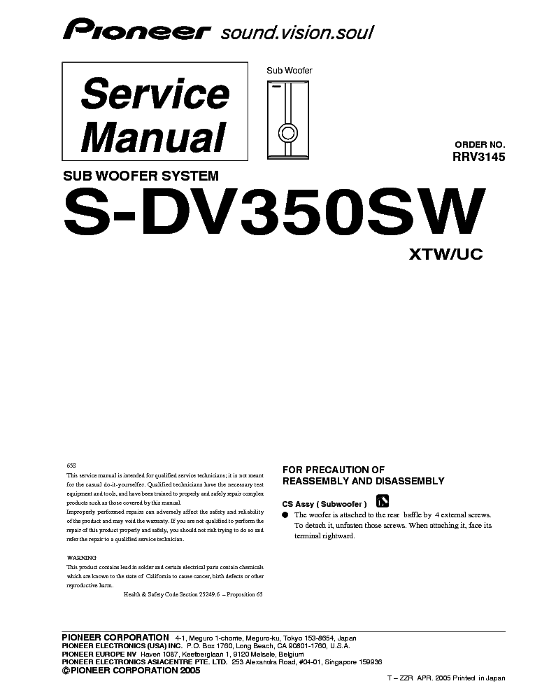 PIONEER S-DV350SW SM service manual (1st page)