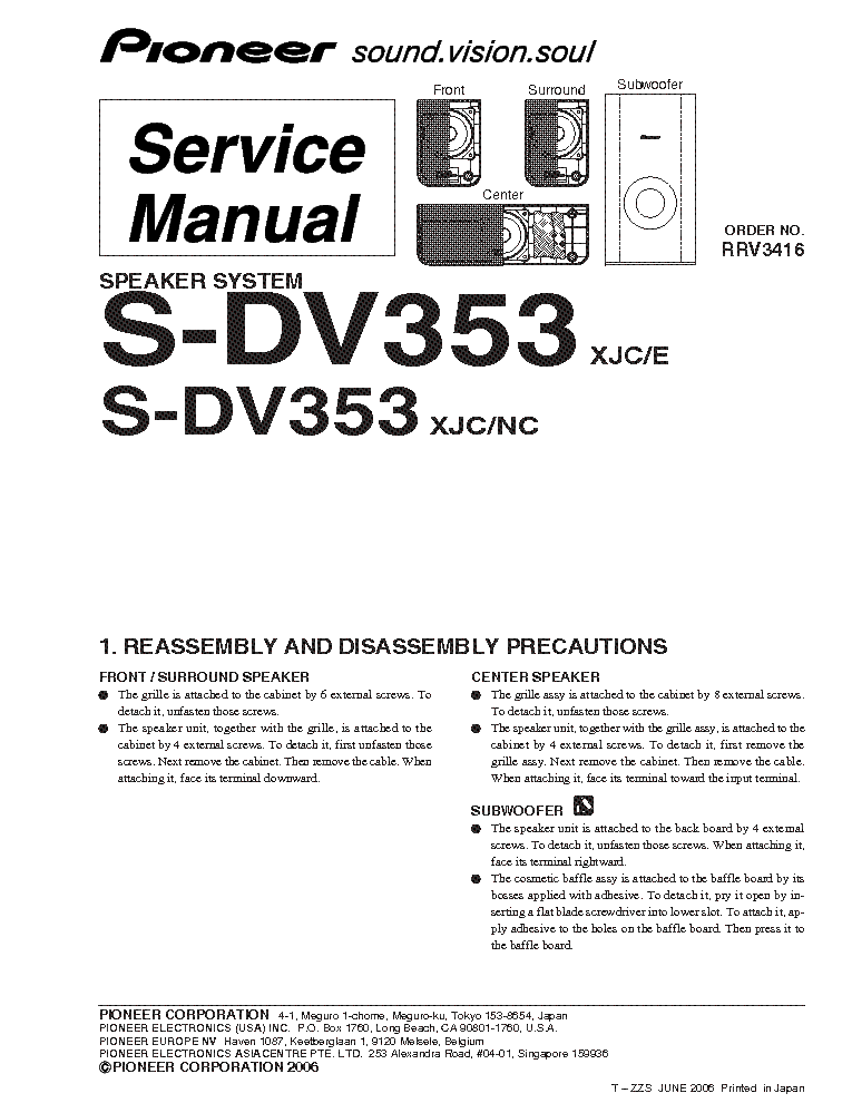 PIONEER S-DV353-XJC-E-NC SM service manual (1st page)