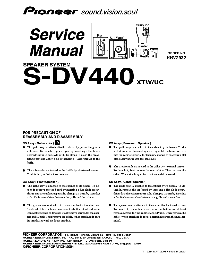 PIONEER S-DV440 service manual (1st page)