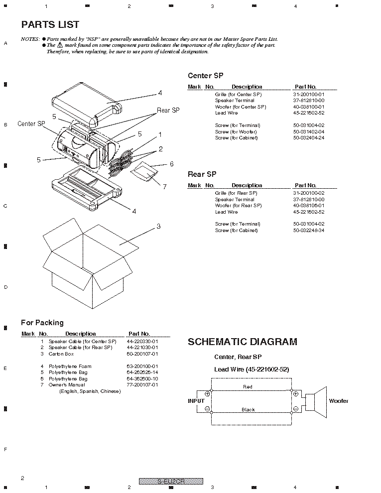 PIONEER S-EU2CR service manual (2nd page)