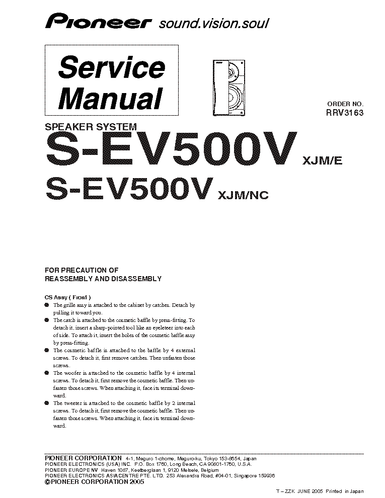 PIONEER S-EV500V SM service manual (1st page)