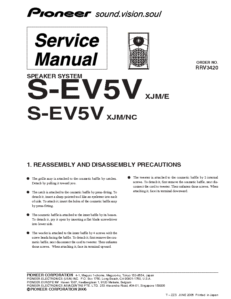 PIONEER S-EV5V SM service manual (1st page)