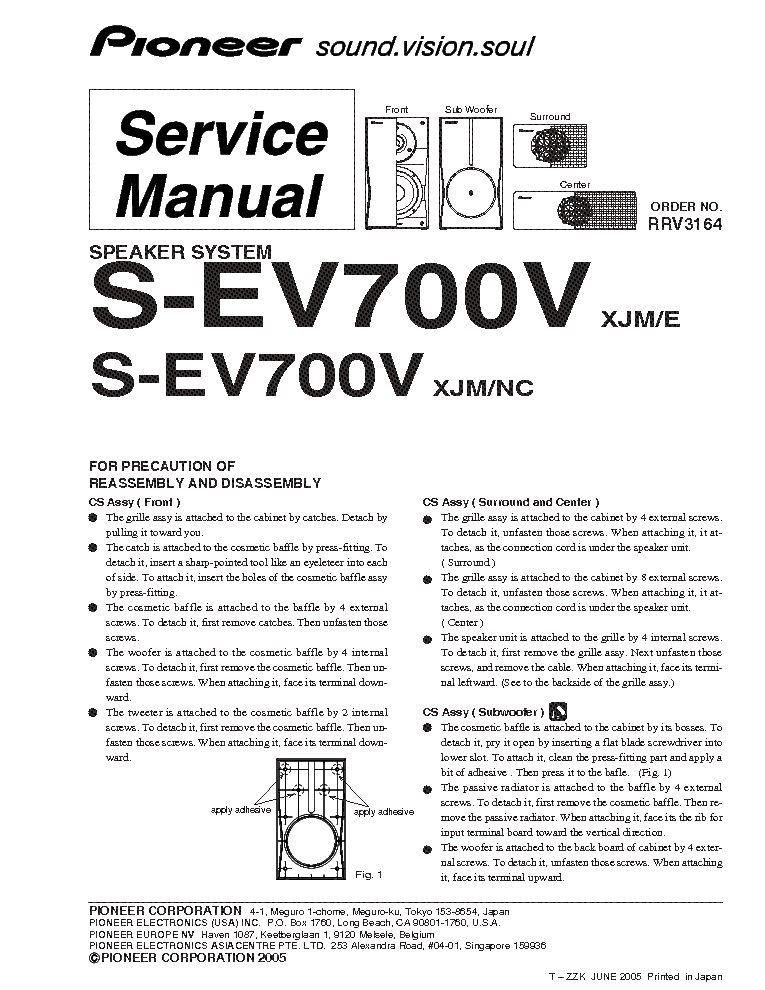 PIONEER S-EV700V SM service manual (1st page)